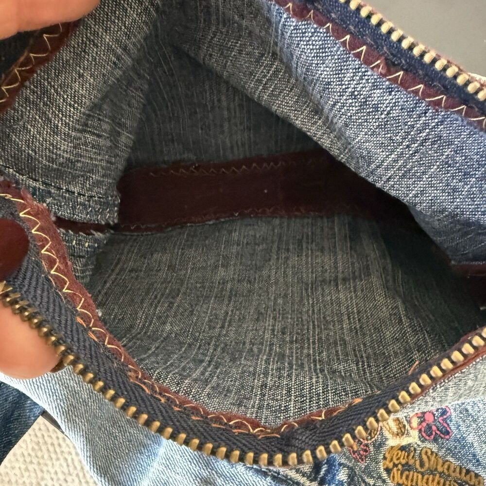 Handmade Levi’s Denim Jean Upcylced Unlined Crossbody Bag Patchwork Y2K 90’s Art - Picture 13 of 16